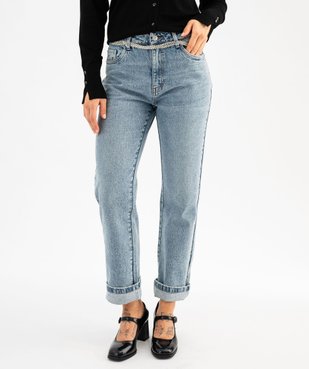 Jean cropped straight taille normale en denim stretch femme vue2 - GEMO 4G FEMME - GEMO