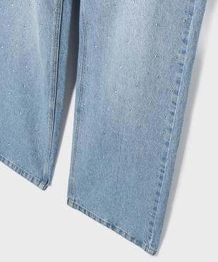 Jean straight en denim délavé à strass fille vue2 - GEMO (JUNIOR) - GEMO
