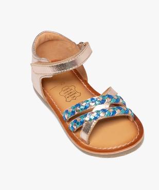 Sandales en cuir métallisé à talon fermé et scratch fille vue5 - TANEO GEMO FOR GOOD - GEMO