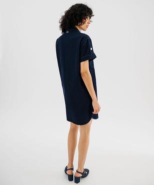 Robe chemise à manches courtes en jean femme - LuluCastagnette vue4 - LULUCASTAGNETTE - GEMO