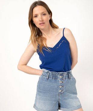 Débardeur à fines bretelles avec broderie anglaise femme vue1 - GEMO(FEMME PAP) - GEMO