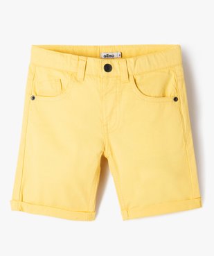 Bermuda garçon en coton twill uni à revers vue2 - GEMO 4G GARCON - GEMO