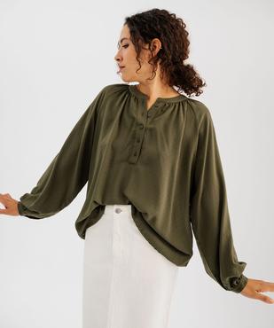 Blouse manches longues en viscose unie à col rond boutonné femme vue1 - GEMO(FEMME PAP) - GEMO