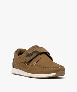 Mocassins en cuir à semelle sport et bride scratch homme vue3 - G'FLEX GEMO FOR GOOD - GEMO