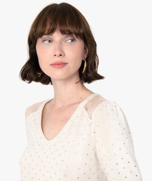Tee-shirt femme en maille avec motifs pailletés vue2 - GEMO(FEMME PAP) - GEMO
