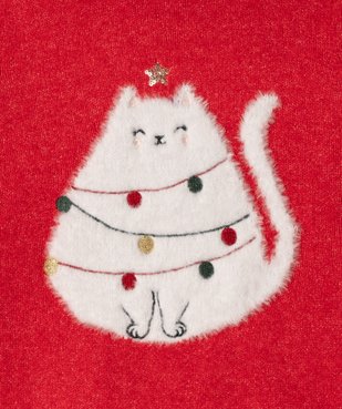 Pull de Noël avec motif chat fille vue2 - GEMO (ENFANT) - GEMO