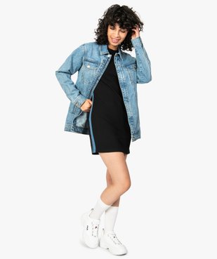 Robe femme forme tee-shirt avec bandes colorées sur les côtés vue5 - FOLLOW ME - GEMO