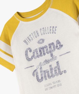 Tee-shirt manches courtes contrastantes avec motif patiné garçon - Camps United vue2 - CAMPS - GEMO