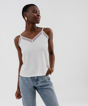 Débardeur à fines bretelles en maille texturée et dentelle femme vue1 - GEMO(FEMME PAP) - GEMO