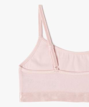 Brassière en maille côtelée à fines bretelles fille vue2 - GEMO 4G FILLE - GEMO