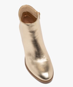 Boots femme à talon carré avec zip effet métallisé vue6 - GEMO 4G FEMME - GEMO