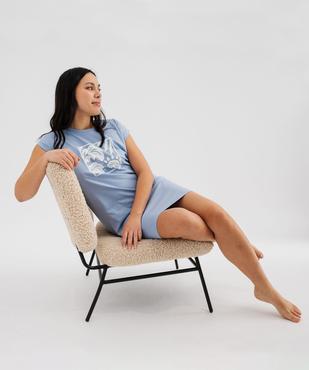 Chemise de nuit en jersey de coton avec motif femme vue1 - GEMO 4G FEMME - GEMO