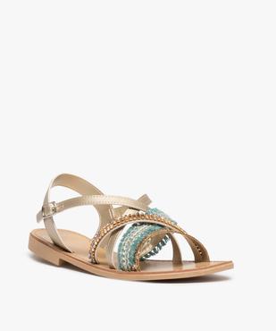 Sandales femme à talon plat et brides fantaisie brillantes vue2 - GEMO (CASUAL) - GEMO