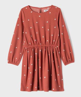 Robe manches longues en maille extensible imprimé fille vue1 - GEMO 4G FILLE - GEMO
