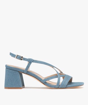 Sandales à brides en toile avec talon flare femme  vue1 - FOLLOW ME - GEMO