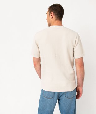 Tee-shirt manches courtes en coton texturé épais homme vue3 - GEMO (HOMME) - GEMO