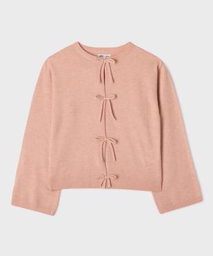 Pull gilet avec noeud sur l’avant fille  vue1 - GEMO (JUNIOR) - GEMO