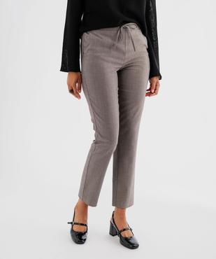 Pantalon droit en maille stretch à chevrons femme  vue1 - GEMO(FEMME PAP) - GEMO