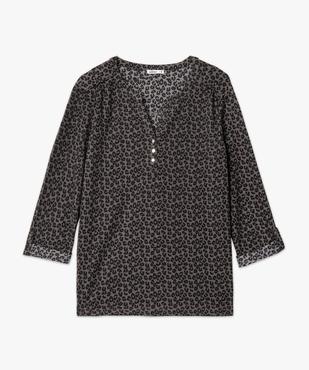 Tee-shirt femme imprimé à manches longues avec col boutonné vue4 - GEMO 4G FEMME - GEMO