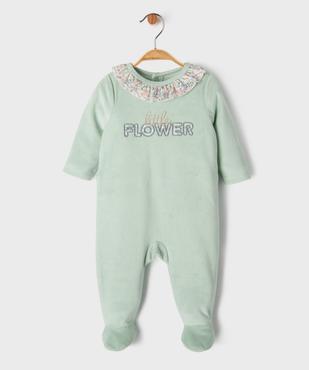 Pyjama en velours à pont-dos et col volanté bébé vue1 - GEMO 4G BEBE - GEMO
