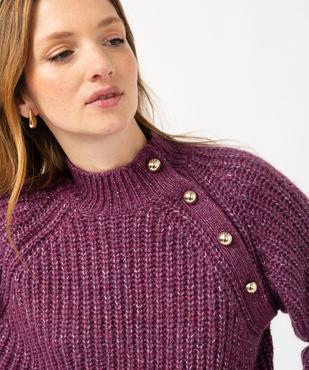 Pull en grosse maille avec boutons métalliques femme vue2 - GEMO 4G FEMME - GEMO