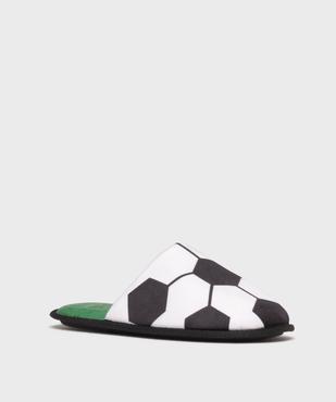 Chaussons mules velours imprimées ballon de football homme vue2 - GEMO 4G HOMME - GEMO