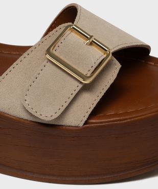 Sandales en cuir suédé à semelle plateforme femme - Tanéo vue6 - TANEO - GEMO