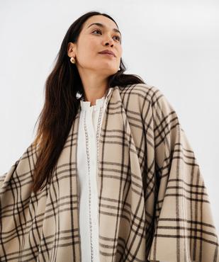 Poncho à carreaux avec franges femme vue1 - GEMO (ACCESS) - GEMO