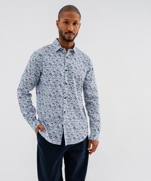 Chemise manches longues en coton fleuri homme vue2 - GEMO (HOMME) - GEMO