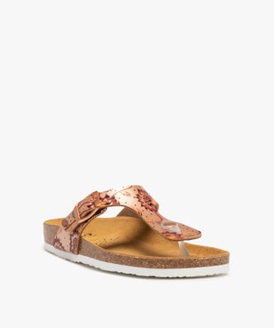 Sandales femme plates à bride entre-doigts métallisée vue2 - GEMO (CASUAL) - GEMO