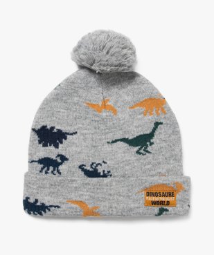 Bonnet à pompon et revers motif dinosaures garçon vue1 - GEMO 4G GARCON - GEMO