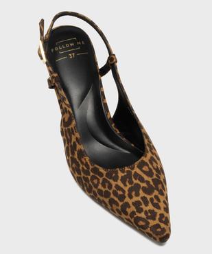 Escarpins sling-back léopard à bout pointu et talon femme - Follow Me vue5 - FOLLOW ME - GEMO
