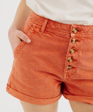 Short en twill ample taille haute à boutons femme vue2 - GEMO 4G FEMME - GEMO
