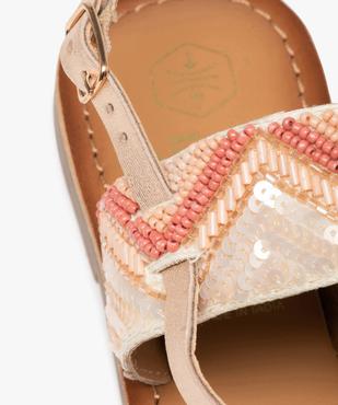 Sandales femme à entre-doigts en cuir et broderies perlées vue6 - GEMO (CASUAL) - GEMO