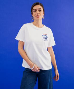 Tee-shirt manches courtes avec inscription devant et dos femme vue5 - GEMO(FEMME PAP) - GEMO