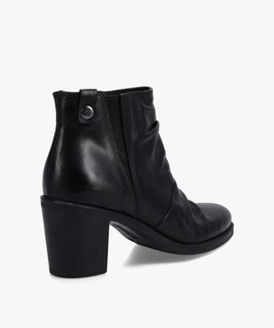 Boots femme à talon dessus en cuir drapé uni vue4 - GEMO(URBAIN) - GEMO
