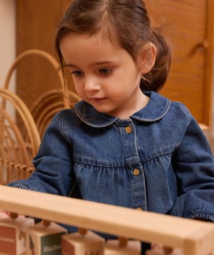 Robe en jean à manches longues et col Claudine bébé fille - LuluCastagnette vue6 - LULUCASTAGNETTE - GEMO