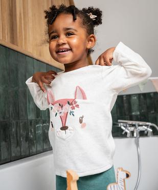 Pyjama 2 pièces en velours avec motif biche brodé bébé fille vue7 - GEMO 4G BEBE - GEMO