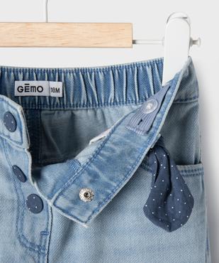 Jean délavé avec noeud à la taille bébé fille vue3 - GEMO(BEBE DEBT) - GEMO