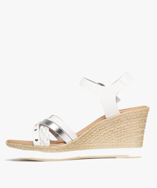 Sandales à brides en cuir sur semelle compensée femme - Tanéo vue3 - TANEO - GEMO