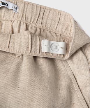 Pantalon en coton et lin avec taille ajustable garçon vue3 - GEMO (ENFANT) - GEMO