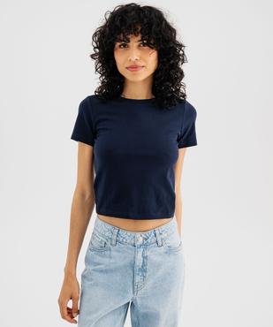 Tee-shirt manches courtes en coton stretch uni femme vue1 - GEMO(FEMME PAP) - GEMO