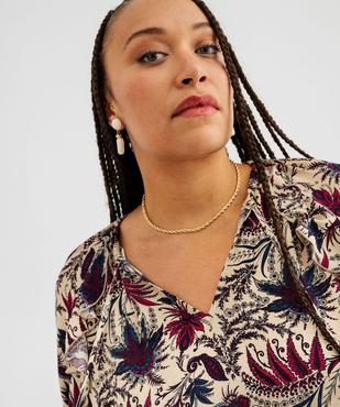 Blouse fluide à motifs fleuris avec volants femme grande taille vue2 - GEMO (G TAILLE) - GEMO