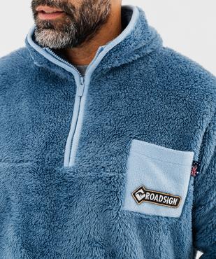 Veste d'intérieur en polaire duveteuse à col camionneur homme - Roadsign vue3 - ROADSIGN - GEMO