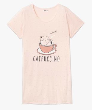 Chemise de nuit à manches courtes avec motifs femme grande taille vue4 - GEMO 4G FEMME - GEMO