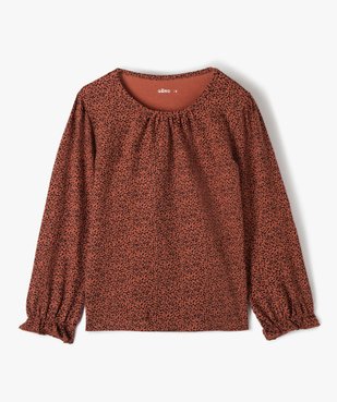 Tee-shirt fille imprimé à manches longues et fronces vue1 - GEMO (ENFANT) - GEMO