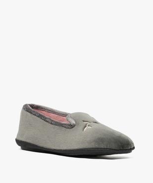 Chaussons femme charentaises en velours avec broderie fleurie vue2 - GEMO(HOMWR FEM) - GEMO