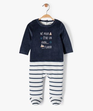 Pyjama bébé garçon velours bicolore effet 2 en 1 vue1 - GEMO(BB COUCHE) - GEMO