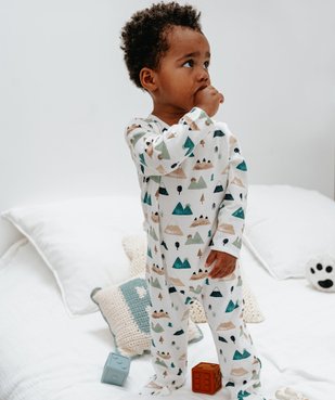 Pyjama bébé à pont-dos en jersey molletonné imprimé montagnes vue1 - GEMO(BB COUCHE) - GEMO