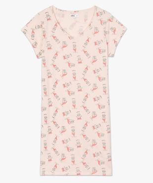 Chemise de nuit imprimée à manches courtes femme vue4 - GEMO 4G FEMME - GEMO